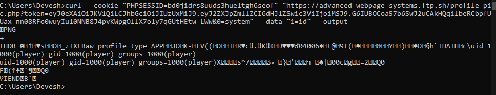 Screenshot of console