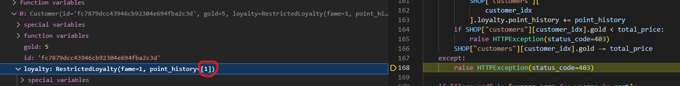 Screenshot of VS Code debugger